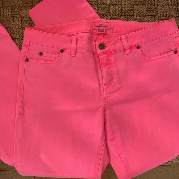 Vineyard Vines rare HOT PINK  denim stretch ankle skinny 8 - Picture 2 of 10